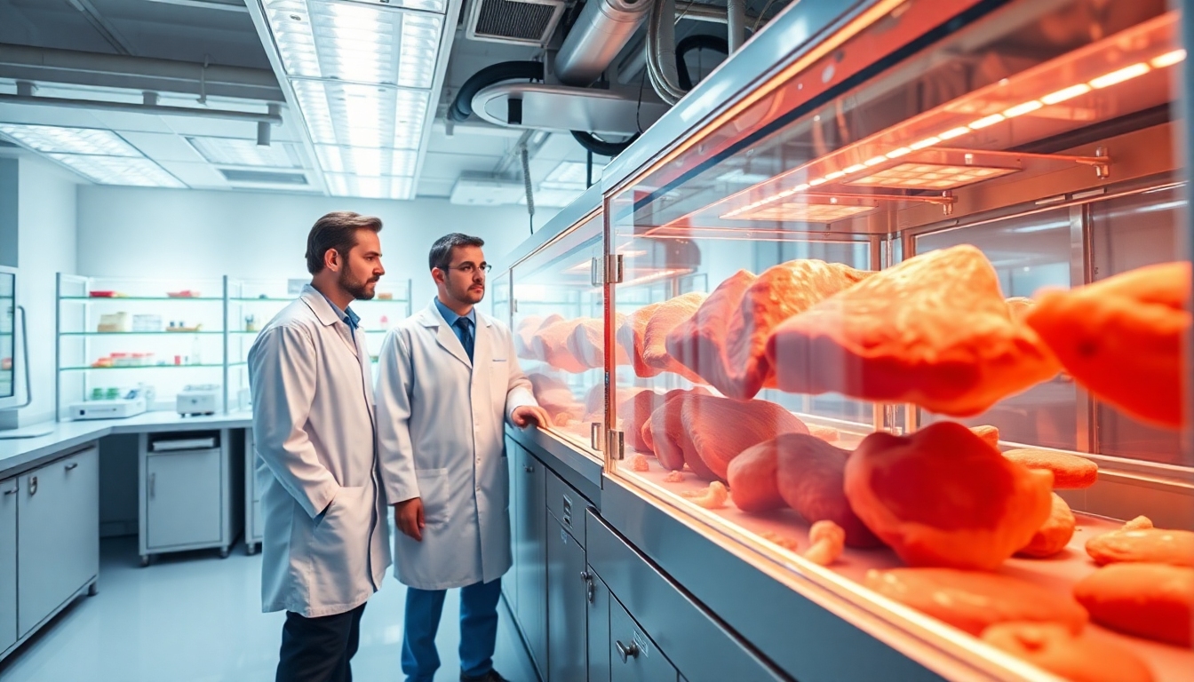 培養肉バイオリアクターと細胞培養プロセスを示す技術イメージ